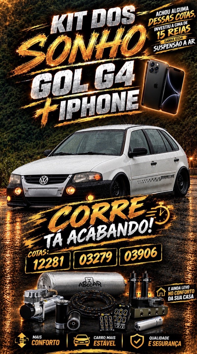 Kit influencer gol G4+iphone  ou 12mil no pix